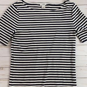 J crew navy-white striped shirt
